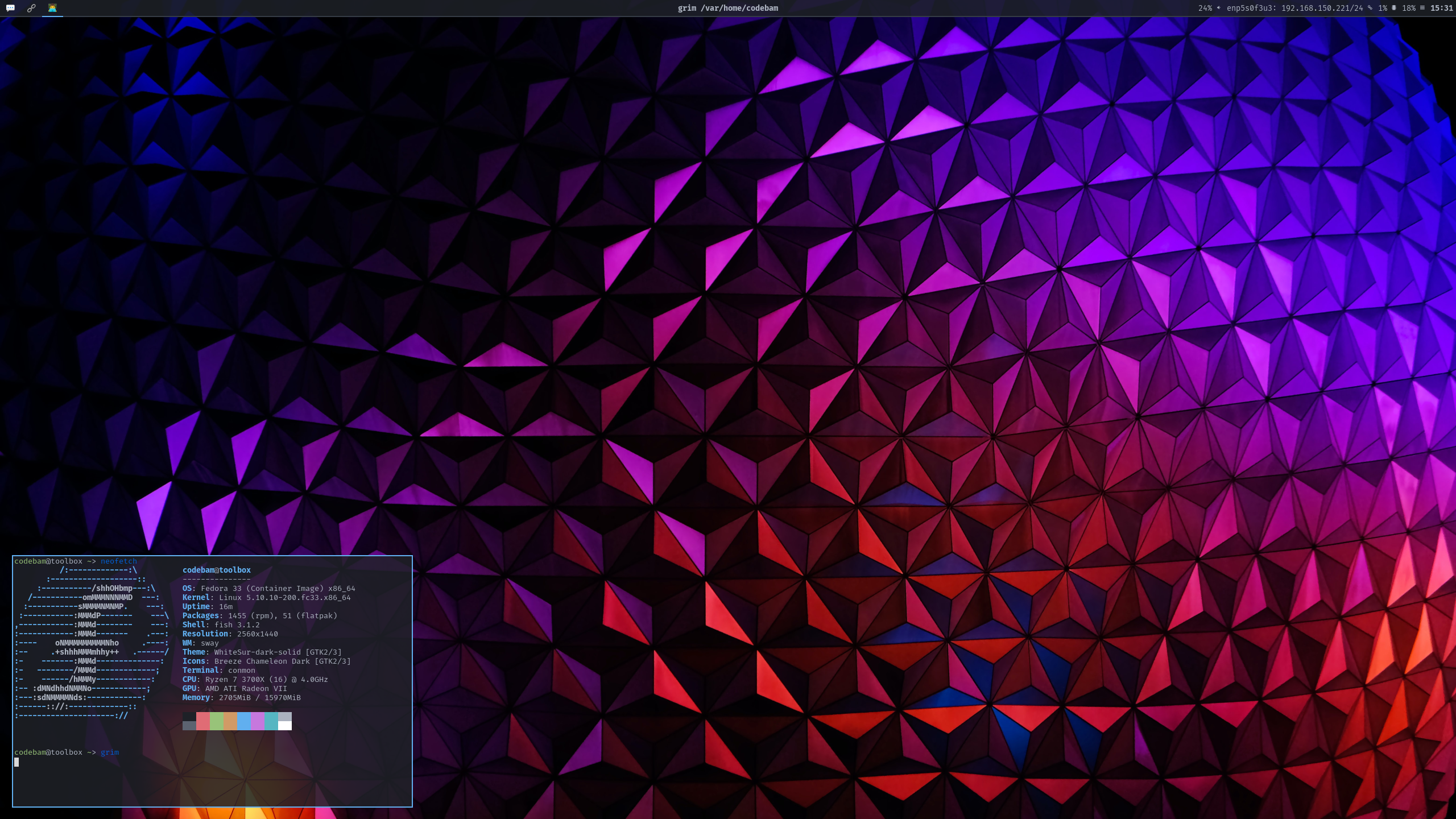 Fedora Silverblue desktop screenshot